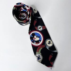 Vintage Balancine Tie Mickey Mouse Disney The Tie Works Watch Clock Silk 3.5"